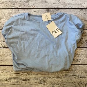 Zara blue bubble top